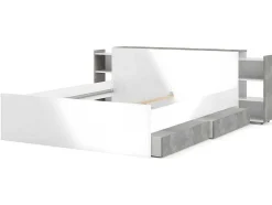 Nada Hoofdbord Met Opbergruimte 160 Cm, Betondecor/Wit Hoogglans.