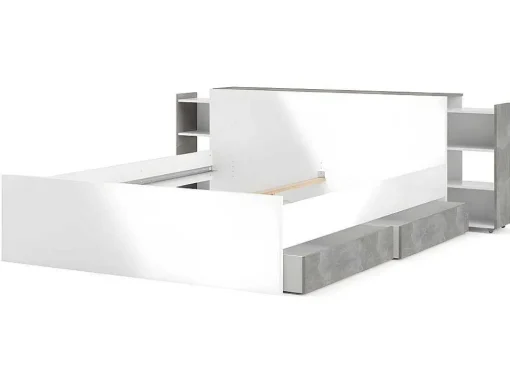Nada Hoofdbord Met Opbergruimte 160 Cm, Betondecor/Wit Hoogglans.