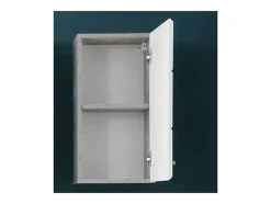 Nanobad Badkamerkast 1 Deur Betonsteen Decor, Wit Hoogglans.
