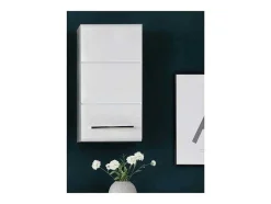 Nanobad Badkamerkast 1 Deur Betonsteen Decor, Wit Hoogglans.