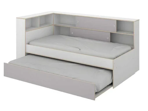 Nestbed Met Opbergruimte - 90 X 200 En 90 X 190 Cm - Wit En Grijs + Bedbodem - Losiana