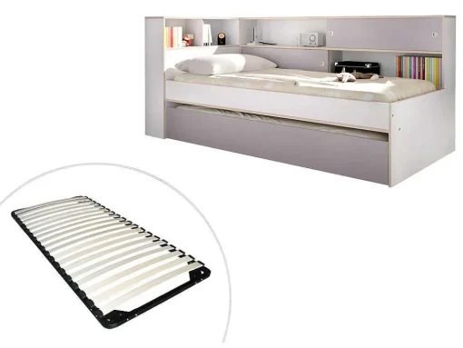 Nestbed Met Opbergruimte - 90 X 200 En 90 X 190 Cm - Wit En Grijs + Bedbodem - Losiana