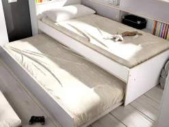 Nestbed Met Opbergruimte - 90 X 200 En 90 X 190 Cm - Wit En Grijs + Bedbodem - Losiana