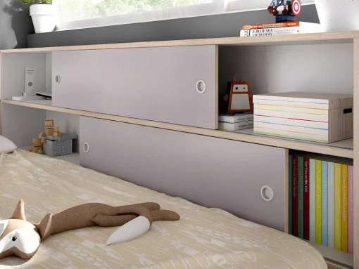Nestbed Met Opbergruimte - 90 X 200 En 90 X 190 Cm - Wit En Grijs + Bedbodem - Losiana