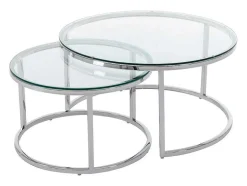 Nesttafels Van Gehard Glas En Roestvrij Staal - Zilver - Maevane Ii Van Pascal Morabito
