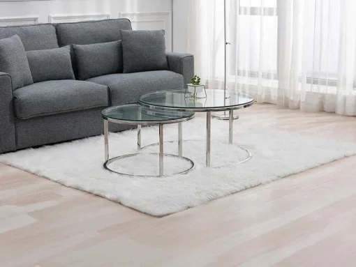 Nesttafels Van Gehard Glas En Roestvrij Staal - Zilver - Maevane Ii Van Pascal Morabito