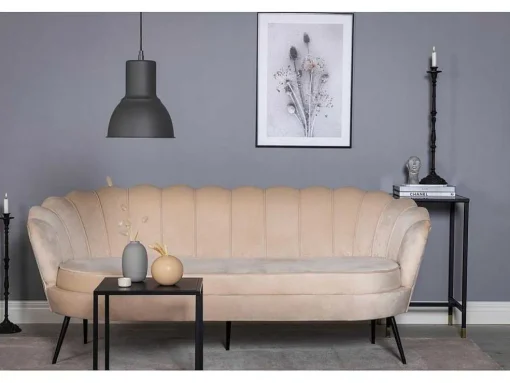 Nice Bank 3 Persoons Velours Beige.