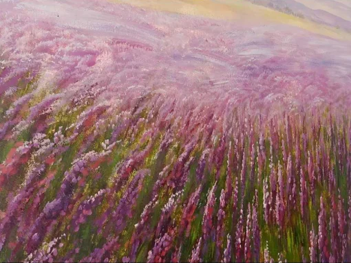 Olieverfschilderij Bloemenveld Handgeschilderd