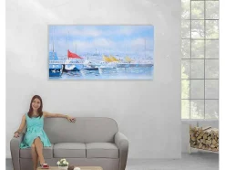 Olieverfschilderij Boten Handgeschilderd