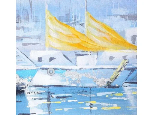Olieverfschilderij Boten Handgeschilderd