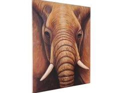 Olieverfschilderij Close-Up Olifant Handgeschilderd