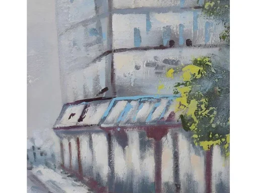 Olieverfschilderij Dorp Handgeschilderd