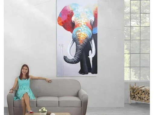Olieverfschilderij Olifant Ii Handgeschilderd