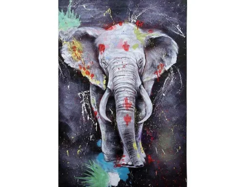 Olieverfschilderij Olifant Mcw-H25 Handgeschilderd, 150X100Cm