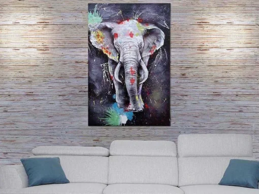 Olieverfschilderij Olifant Mcw-H25 Handgeschilderd, 150X100Cm