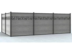 Omheining H181 Cm - Set Van 7 Latten In Composiet Met Decoratie + 1 Lichtgrijze Paal - Enola
