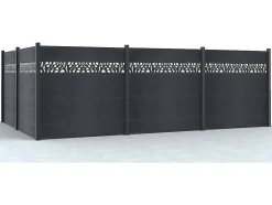 Omheining H181 Cm - Set Van 7 Latten In Composiet Met Decoratie + 1 Antraciet Paal - Enola