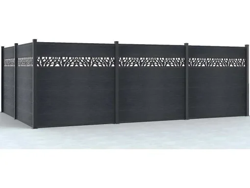 Omheining H181 Cm - Set Van 7 Latten In Composiet Met Decoratie + 1 Antraciet Paal - Enola
