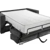 Omkeerbare Driezits-Express-Slaapbank Van Antracietkleurig Ribfluweel - Bed 140 Cm - Matras 22 Cm Loreto