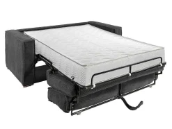 Omkeerbare Driezits-Express-Slaapbank Van Antracietkleurig Ribfluweel - Bed 140 Cm - Matras 22 Cm Loreto