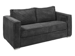 Omkeerbare Driezits-Express-Slaapbank Van Antracietkleurig Ribfluweel - Bed 140 Cm - Matras 22 Cm Loreto