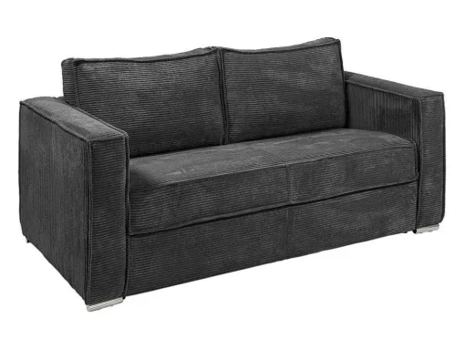 Omkeerbare Driezits-Express-Slaapbank Van Antracietkleurig Ribfluweel - Bed 140 Cm - Matras 22 Cm Loreto
