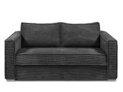 Omkeerbare Driezits-Express-Slaapbank Van Antracietkleurig Ribfluweel - Bed 140 Cm - Matras 22 Cm Loreto