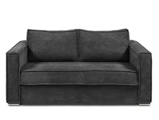 Omkeerbare Driezits-Express-Slaapbank Van Antracietkleurig Ribfluweel - Bed 140 Cm - Matras 22 Cm Loreto
