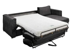 Omkeerbare Express-Hoekslaapbank Van Antracietgrijs Ribfluweel - Bed Met Brede Latten 140 Cm - Matras 14 Cm Loreto