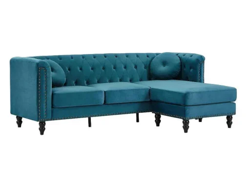 Omkeerbare Hoekbank Van Blauwgroen Velours Turner