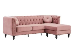 Omkeerbare Hoekbank Van Oud Roze Velours Turner