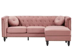 Omkeerbare Hoekbank Van Oud Roze Velours Turner