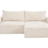 Omkeerbare Hoekslaapbank Van Beige Ribfluweel Met Brede Ribbels Asturio