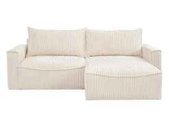 Omkeerbare Hoekslaapbank Van Beige Ribfluweel Met Brede Ribbels Asturio