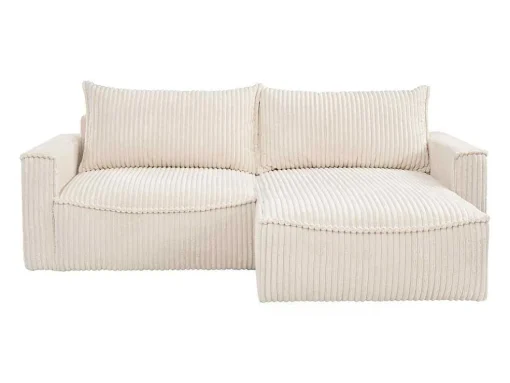 Omkeerbare Hoekslaapbank Van Beige Ribfluweel Met Brede Ribbels Asturio