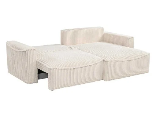 Omkeerbare Hoekslaapbank Van Beige Ribfluweel Met Brede Ribbels Asturio