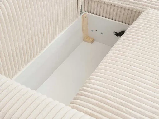 Omkeerbare Hoekslaapbank Van Beige Ribfluweel Met Brede Ribbels Asturio