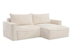 Omkeerbare Hoekslaapbank Van Beige Ribfluweel Met Brede Ribbels Asturio
