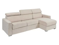 Omkeerbare, Snel Om Te Bouwen Slaapbank Met Hoek In Beige Stof - Bed Van 140 Cm - Matras 14 Cm - Vizir