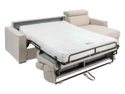 Omkeerbare, Snel Om Te Bouwen Slaapbank Met Hoek In Beige Stof - Bed Van 140 Cm - Matras 14 Cm - Vizir