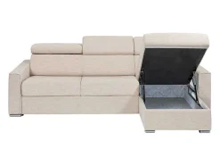Omkeerbare, Snel Om Te Bouwen Slaapbank Met Hoek In Beige Stof - Bed Van 140 Cm - Matras 14 Cm - Vizir