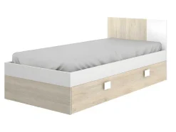 Onderschuifbed - 2 X 90 X 190 Cm - Kleuren: Eiken En Wit - Sonia