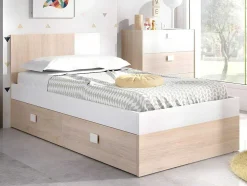 Onderschuifbed - 2 X 90 X 190 Cm - Kleuren: Eiken En Wit - Sonia