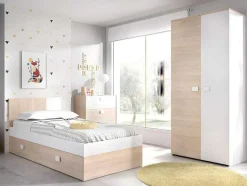 Onderschuifbed - 2 X 90 X 190 Cm - Kleuren: Eiken En Wit - Sonia