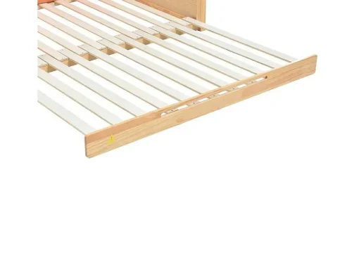 Onderschuifbed 140X200Cm In Massief Grenen - Fluwelen Hoofdeinde - Oranje & Wit