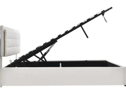 Opbergbed 180 X 200 Cm - Pu Leer - Led'S - Lattenbodem - Wit