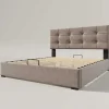 Opbergbed 140X200Cm - Stof Fluweel - Met Verstelbaar Hoofdeinde + Lattenbodem - Grijs