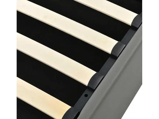 Opbergbed 140X200Cm In Kunstleer Met Led + Lattenbodem - Grijs