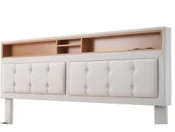 Opbergbed 160X200Cm In Linnenstof Met Usb-Poort - Verstelbaar Hoofdeinde En Lattenbodem - Beige