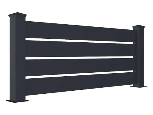 Opengewerkt Hek H80,3 X L188,6 Cm In Donkergrijs Aluminium - Primo